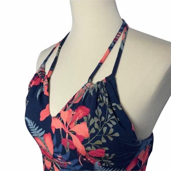 Tommy Bahama Halter Dress, Multicolor Tropical Print, Spaghetti Straps, XS - Picture 3 of 7
